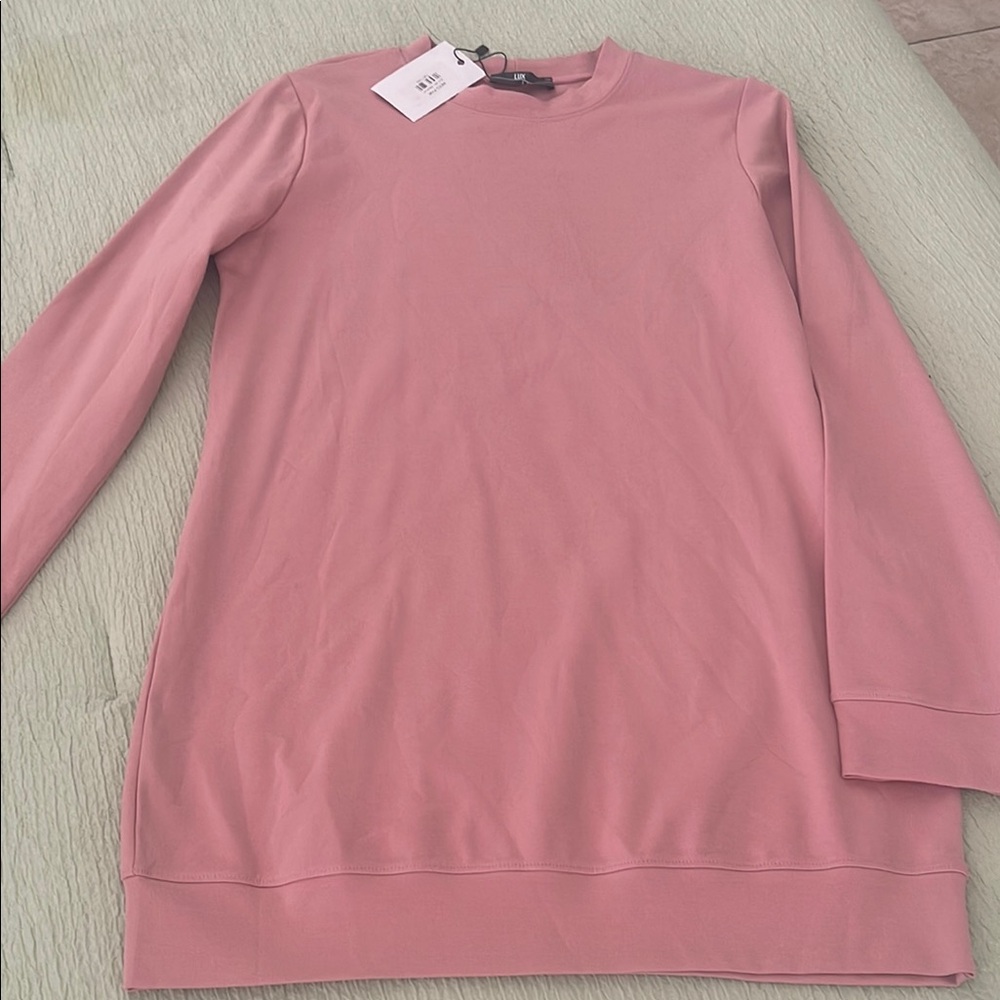 Pink Long Sleeve Sweater Dress